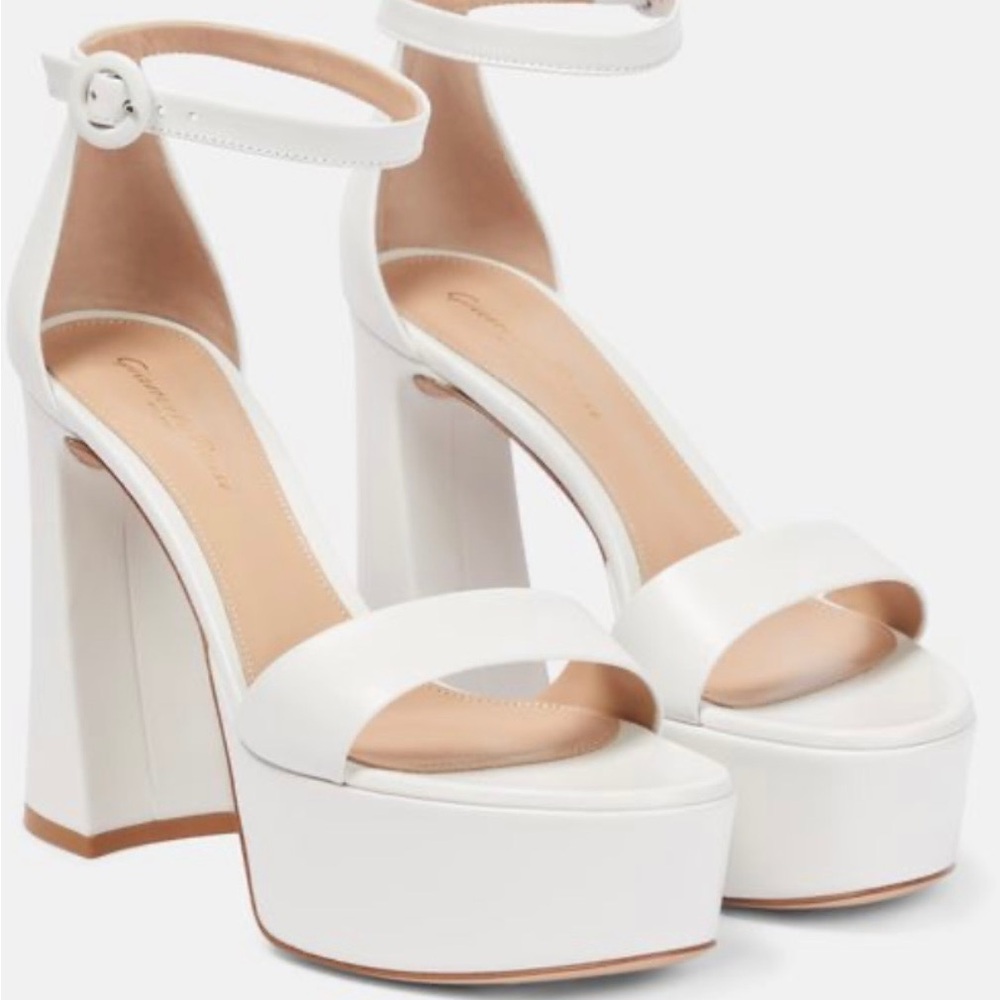 White Heeled Sandals with Chunky Platform